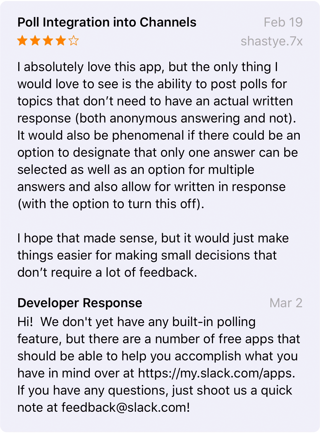 Be honest and upfront when replying to reviews for your apps